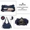 image:imageAngel Kiss Womens Designer Handbag Large Double Zipper Multi Pocket Washed Leather Purse1dblue