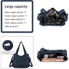 image:imageAngel Kiss Womens Designer Handbag Large Double Zipper Multi Pocket Washed Leather Purse1denim Blue