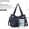 image:imageAngel Kiss Womens Designer Handbag Large Double Zipper Multi Pocket Washed Leather Purse1denim Blue