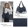 image:imageAngel Kiss Womens Designer Handbag Large Double Zipper Multi Pocket Washed Leather Purse1denim Blue