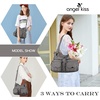 image:imageAngel Kiss Womens Designer Handbag Large Double Zipper Multi Pocket Washed Leather Purse1grey