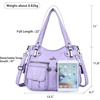 image:imageAngel Kiss Womens Designer Handbag Large Double Zipper Multi Pocket Washed Leather Purse1lpurple