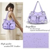 image:imageAngel Kiss Womens Designer Handbag Large Double Zipper Multi Pocket Washed Leather Purse1lpurple