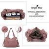 image:imageAngel Kiss Womens Designer Handbag Large Double Zipper Multi Pocket Washed Leather Purse1pink