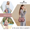 image:imageAngel Kiss Womens Designer Handbag Large Double Zipper Multi Pocket Washed Leather Purse1pink