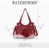 image:imageAngel Kiss Womens Designer Handbag Large Double Zipper Multi Pocket Washed Leather Purse1red