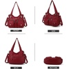 image:imageAngel Kiss Womens Designer Handbag Large Double Zipper Multi Pocket Washed Leather Purse1red