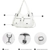 image:imageAngel Kiss Womens Designer Handbag Large Double Zipper Multi Pocket Washed Leather Purse1white