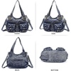 image:imageAngel Kiss Womens Designer Handbag Large Double Zipper Multi Pocket Washed Leather Purse2denim Blue