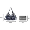 image:imageAngel Kiss Womens Designer Handbag Large Double Zipper Multi Pocket Washed Leather Purse2denim Blue