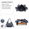 image:imageAngel Kiss Womens Designer Handbag Large Double Zipper Multi Pocket Washed Leather Purse2denim Blue