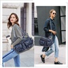 image:imageAngel Kiss Womens Designer Handbag Large Double Zipper Multi Pocket Washed Leather Purse2denim Blue
