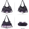 image:imageAngel Kiss Womens Designer Handbag Large Double Zipper Multi Pocket Washed Leather Purse2tiedyed Purple