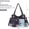 image:imageAngel Kiss Womens Designer Handbag Large Double Zipper Multi Pocket Washed Leather Purse2tiedyed Purple