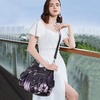 image:imageAngel Kiss Womens Designer Handbag Large Double Zipper Multi Pocket Washed Leather Purse2tiedyed Purple