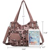 image:imageAngel Kiss Womens Designer Handbag Large Double Zipper Multi Pocket Washed Leather Purse3pink Leopard