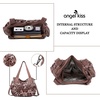 image:imageAngel Kiss Womens Designer Handbag Large Double Zipper Multi Pocket Washed Leather Purse3pink Leopard