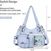 image:imageAngel Kiss Womens Designer Handbag Large Double Zipper Multi Pocket Washed Leather PurseLblue