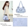 image:imageAngel Kiss Womens Designer Handbag Large Double Zipper Multi Pocket Washed Leather PurseLblue
