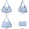 image:imageAngel Kiss Womens Designer Handbag Large Double Zipper Multi Pocket Washed Leather PurseLblue