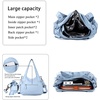 image:imageAngel Kiss Womens Designer Handbag Large Double Zipper Multi Pocket Washed Leather PurseLblue