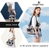 image:imageAngel Kiss Womens Designer Handbag Large Double Zipper Multi Pocket Washed Leather PurseP  Black