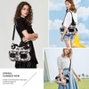 image:imageAngel Kiss Womens Designer Handbag Large Double Zipper Multi Pocket Washed Leather PurseP  Black