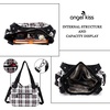 image:imageAngel Kiss Womens Designer Handbag Large Double Zipper Multi Pocket Washed Leather PurseP  Black