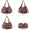 image:imageAngel Kiss Womens Designer Handbag Large Double Zipper Multi Pocket Washed Leather PurseRetro Brown