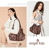 image:imageAngel Kiss Womens Designer Handbag Large Double Zipper Multi Pocket Washed Leather PurseRetro Brown
