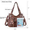image:imageAngel Kiss Womens Designer Handbag Large Double Zipper Multi Pocket Washed Leather PurseRetro Brown