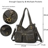 image:imageAngel Kiss Womens Designer Handbag Large Double Zipper Multi Pocket Washed Leather PurseRetro Green1