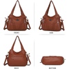image:imagePurses and Handbags Women Fashion Tote Bag Shoulder Bags Top Handle Satchel Purses Washed Synthetic Leather Handbag1dbrown