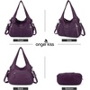 image:imagePurses and Handbags Women Fashion Tote Bag Shoulder Bags Top Handle Satchel Purses Washed Synthetic Leather Handbag1dpurple