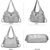 image:imagePurses and Handbags Women Fashion Tote Bag Shoulder Bags Top Handle Satchel Purses Washed Synthetic Leather Handbag1silver Grey