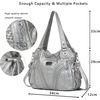 image:imagePurses and Handbags Women Fashion Tote Bag Shoulder Bags Top Handle Satchel Purses Washed Synthetic Leather Handbag1silver Grey