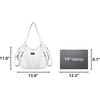 image:imagePurses and Handbags Women Fashion Tote Bag Shoulder Bags Top Handle Satchel Purses Washed Synthetic Leather Handbag1white