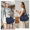 image:imagePurses and Handbags Women Fashion Tote Bag Shoulder Bags Top Handle Satchel Purses Washed Synthetic Leather Handbag2denim Blue