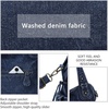 image:imagePurses and Handbags Women Fashion Tote Bag Shoulder Bags Top Handle Satchel Purses Washed Synthetic Leather Handbag2denim Blue