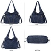 image:imagePurses and Handbags Women Fashion Tote Bag Shoulder Bags Top Handle Satchel Purses Washed Synthetic Leather Handbag2denim Blue