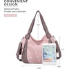 image:imagePurses and Handbags Women Fashion Tote Bag Shoulder Bags Top Handle Satchel Purses Washed Synthetic Leather HandbagNylonpink