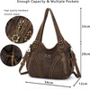 image:imagePurses and Handbags Women Fashion Tote Bag Shoulder Bags Top Handle Satchel Purses Washed Synthetic Leather HandbagRetro Brown1