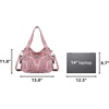 image:imagePurses and Handbags Women Fashion Tote Bag Shoulder Bags Top Handle Satchel Purses Washed Synthetic Leather HandbagRetro Pink