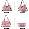 image:imagePurses and Handbags Women Fashion Tote Bag Shoulder Bags Top Handle Satchel Purses Washed Synthetic Leather HandbagRetro Pink