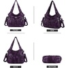image:imagePurses and Handbags Women Fashion Tote Bag Shoulder Bags Top Handle Satchel Purses Washed Synthetic Leather HandbagRetro Purple