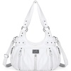 image:imageAngel Kiss Large Purses and Handbags for Women Washed Faux Leather Crossbody Hobo Satchel Shoulder Handbag Tote PurseWhite