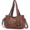 image:imageAngel Kiss Soft PU Leather Shoulder Bag Hobo Tote Purse for women  Multi Pocket Handbag with Adjustable Strap Rivet DecorBrown
