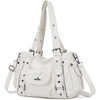 image:imageAngel Kiss Soft PU Leather Shoulder Bag Hobo Tote Purse for women  Multi Pocket Handbag with Adjustable Strap Rivet DecorWhite