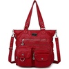 image:imageAngelkiss Purses Handbags for Women PU Tote Satchel Bags for Women Pockets Shoulder BagsRed