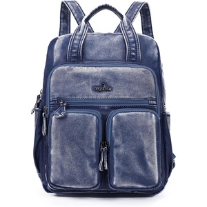 image:imageAngel Kiss Backpack Purse for Women Soft Washed Leather Multi Pocket Casual Travel BackpacksNavyblue